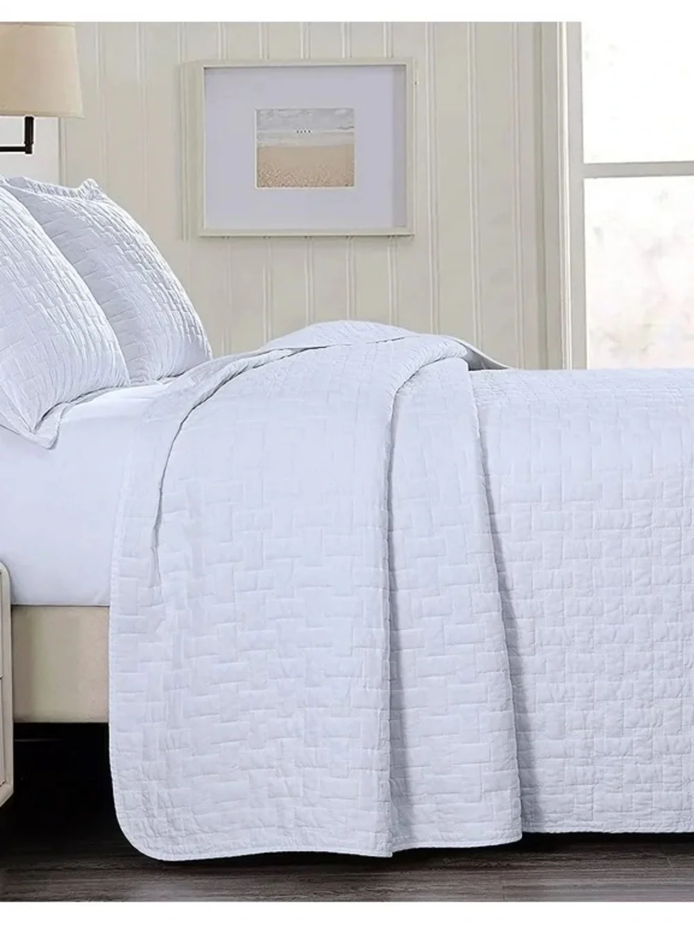 Classic White Quilted Queen 3 piece Bedding Set 100% cotton